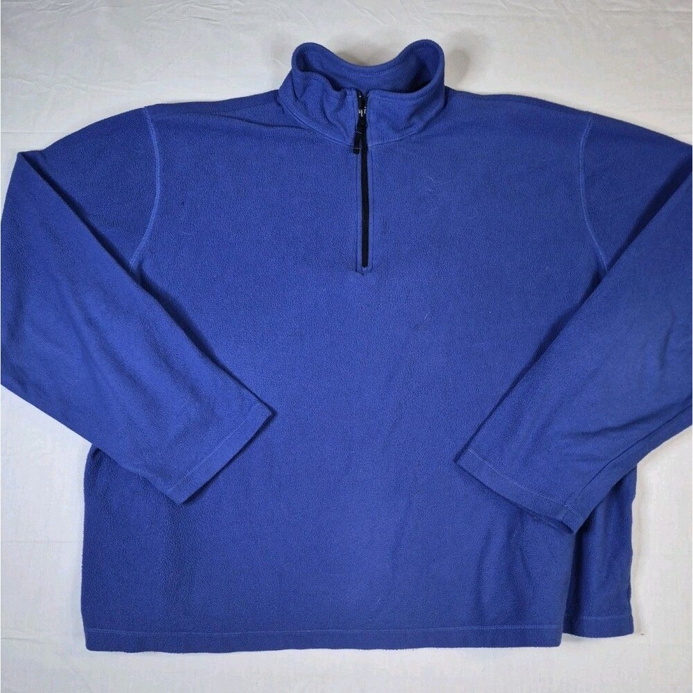 Lands' End Quarter Zip Mens Size XL Blue Thermacheck Nanoflex 1/4 Fleece